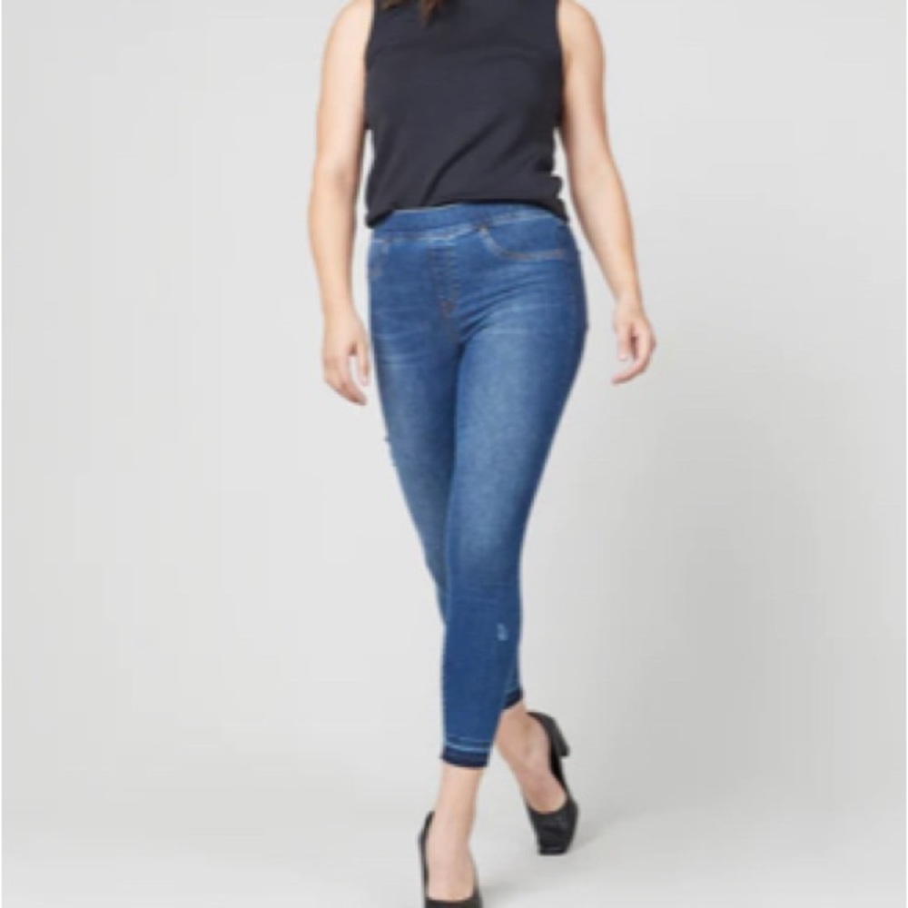 Spanx Distressed Ankle Skinny Jeans | Medium Wash Size SMALL PETITE SP